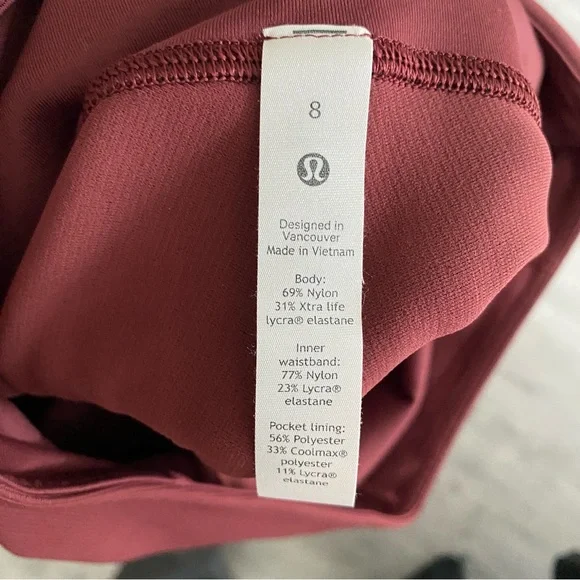 Lululemon Ribbed Contoured High Rise Crop 17” Red Merlot 8 - Picture 6 of 6